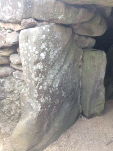 Axe-polishing stone set in the entrance of West Kennet long barrow